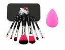 Angelie Makeup Brush With Storage Box and Sponge Puff- Black, Set of 7...