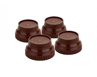 Angelware Multi-Purpose 4 Pieces Round Plastic Legs,Foot and Stand for Almirah, Wardrobe, Refrigerator, Sofa, Sleeping Bed, Dinning Table and Dressing Table (Brown, Set of 1)), M