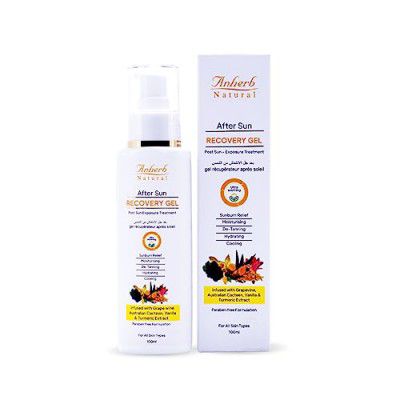 Anherb Natural After Sun Recovery Gel | UVA and UVB Protection | Paraben Free Formulation | For Men and Women| All Skin Types| Photo Protector | 100 ml X Pack of 1