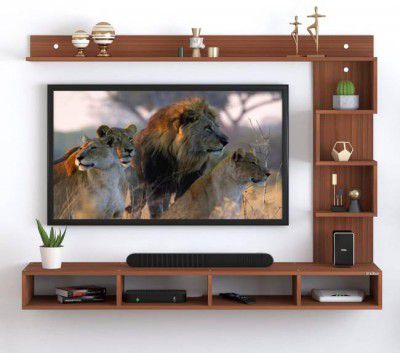 ANIKAA Casey Engineered Wood Wall Mount TV Unit Engineered Wood TV Entertainment Unit  (Finish Color - Wenge White, DIY