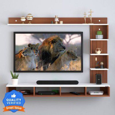 ANIKAA Laura Engineered Wood TV Entertainment Unit  (Finish Color - Walnut White, DIY(Do-It-Yourself))