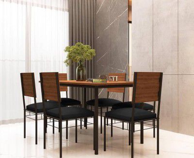 Anishwar Indoor & Outdoor Dining Room and Living Room Set Metal 6 Seater Dining Set (Finish Color -Black And Brown, DIY(Do-It-Yourself))