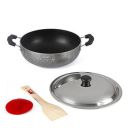 Anjali - DKD15 Aluminium Non-Stick Kadhai with Lid, 1.5 Litre, Black/Hamilton...