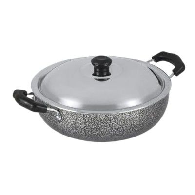 Anjali - DKD25 Non-Stick Kadai with Stainless Steel Lid, 2.5 litres, Black