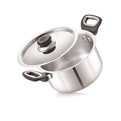 Anjali FPCS14 Stainless Steel Fiesta Pro Casserole with Stainless Steel Lid 14 cm with Induction Base, 900 ml