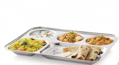 Anjali Mess Tray - 2 Pcs Durable and Food-Grade, 5-Compartment Serving Plate