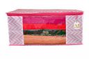 ANKIT INTERNATIONAL Garments Protector Zigzag Pink Print Saree cover/Clothes Storage Bag with Dust Protection Front Clear window & Zip Closure for Multi-Purpose Clothing Storage Pack of 1 (16 x 14 x 9...