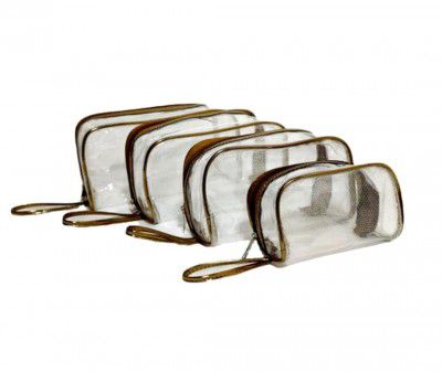 Ankit Traders Transparent Set of 4 Multipurpose Transparent Travel Pouch Makeup Toiletry Kit Bag Cosmetic Pouch for Women Makeup Organizer Bag