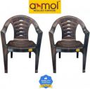 Anmol PANTHER W.BROWN Plastic Outdoor Chair  (W.BROWN, Set of 2, Pre-assembled)...