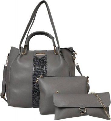 Ann Springs  Women Grey Hand-held Bag - Extra Spacious  (Pack of: 3)