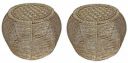 ANNA AGRO Handcrafted Iron Bar Mudda/Chair/Muddha Sitting Stool for Outdoor/Indoor/Furnishing - Height - 13 inches (Golden) Set of 2...