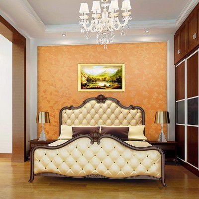 ANNA CREATIONS Self Adhesive Waterproof Wallpaper Gold Demask Pattern Wall Sticker for Living Room Hall Bedroom Decoration PVC Vinyl Wall Stickers 45 x 304 cm