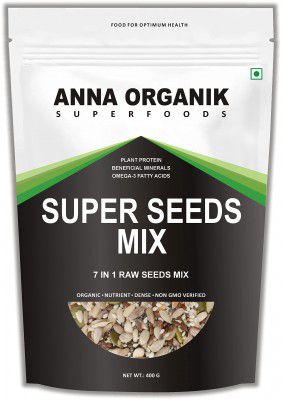 Anna Organik Super Seeds Mix, Seeds for Eating, Mix Seeds, Diet Snacks - Healthy Diet Snacks 7 in 1 Raw Seeds mix (400gm) (PACK OF 2)