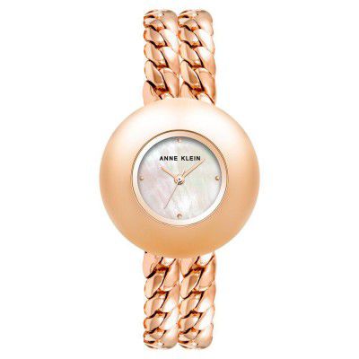 Anne Klein Quartz Analog White dial Metal Strap Watch for Women-AK4100MPRGW