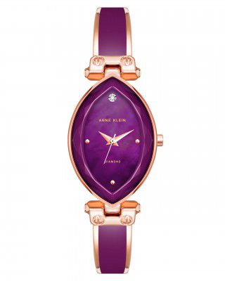 Anne Klein Quartz Analog Purple Dial Plastic Strap Watch for Women-AK4018PRRG