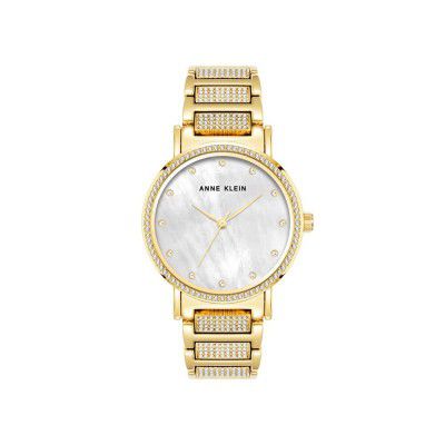 Anne Klein Womens 36 mm White MOP Dial Metal Analog Watch (Not assigned,Not Assigned)