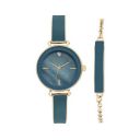 Anne Klein Womens Box Set Blue Mother of Pearl Dial Metallic Analogue Watch - AKB3620BLST...