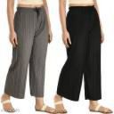 Annectant Women Relaxed Black, Grey Lycra Blend Trousers...