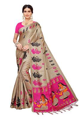 Anni Designer Magenta Khadi Silk Printed Sarees For Women With Blouse Piece
