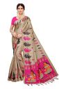 Anni Designer Magenta Khadi Silk Printed Sarees For Women With Blouse Piece...