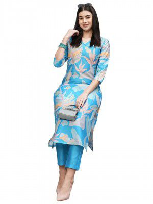 ANNI DESIGNER Women's Chanderi Straight Printed 2Pc Kurta Set