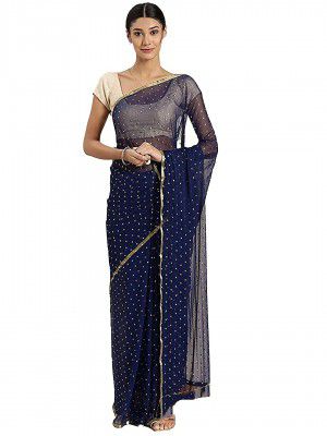 ANNI DESIGNER Womens Chiffon Embellished Saree with Blouse Piece