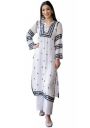 ANNI DESIGNER Womens Cotton Blend Embroidered Straight Kurta (Stho-White-Nw)...