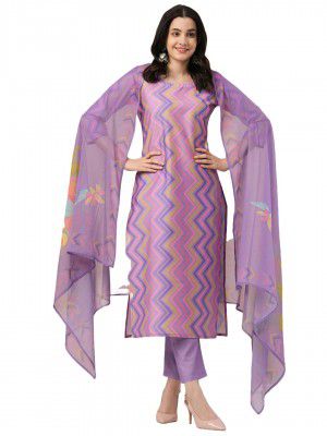 ANNI DESIGNER Women's Cotton Blend Straight Printed Kurta with Pant & Dupatta