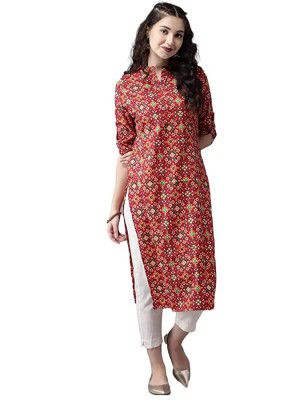 ANNI DESIGNER Womens Crepe Printed Straight Kurta