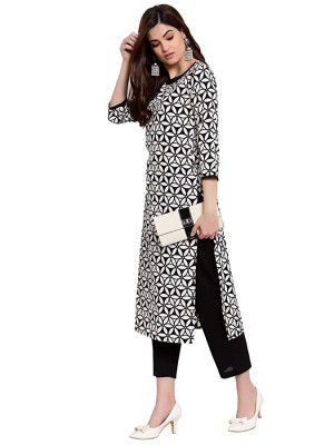 ANNI DESIGNER Womens Crepe Straight Kurta (KT-CRP-10035-GREY)