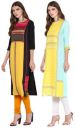 ANNI DESIGNER Women's Multi Color American Crepe Printed Calf Length Kurti (Pack of 2)...