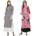 ANNI DESIGNER Womens Multi-Coloured Crepe Straight Calf Length Ethnic Printed Kurti(Pack of 2)(KURTI-COMBO-204_1-Multi-Coloured)...