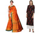 ANNI DESIGNER Women's Printed Saree and Printed Kurti (RUTI-SK-6M (3))...