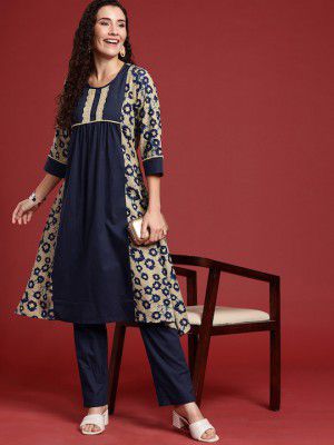 Anouk Printed Pure Cotton Kurta Trousers