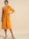ANOUK Women A-line Yellow Knee Length Dress...
