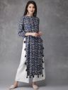 Anouk Women Blue Printed Straight Kurta...