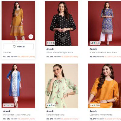 Myntra: Upto 90% Off On Anouk Women Dress | Starts at Rs 354