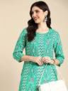 ANOUK  Women Printed Polyester Straight Kurta  (Green)...
