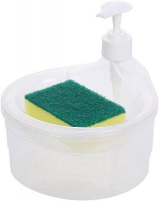 Anshri Double Layer 2 in 1 Kitchen Liquid soap Dispenser with Pump and Sponge (500 ML)