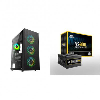 Ant Esports Alloy Steel ICE-110 Mid-Tower Computer Case/Gaming Cabinet - Black | Supports E-ATX, ATX, Micro-ATX,