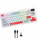 Ant Esports APEX200 Tri?Mode Mechanical Gaming Keyboard (2.4GHz-Bluetooth-Wired) 84Key RGB Magnetic Keyboard Hall–White...
