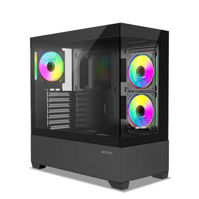 Ant Esports Crystal Z3 Mid-Tower Computer Case/Gaming Cabinet – Black | Support ATX, M-ATX, ITX | Pre-Installed 2 Top & 1 Rear ARGB Fans