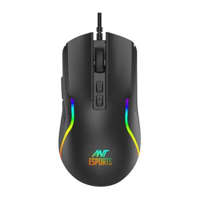 Ant Esports GM380 Wired RGB Gaming Mouse, 12800 DPI Optical Sensor, 6 Programmable Macros, Software Support for Custom Key Config, and RGB Settings for Windows 7/8/10/XP, Vista, Linus – Black