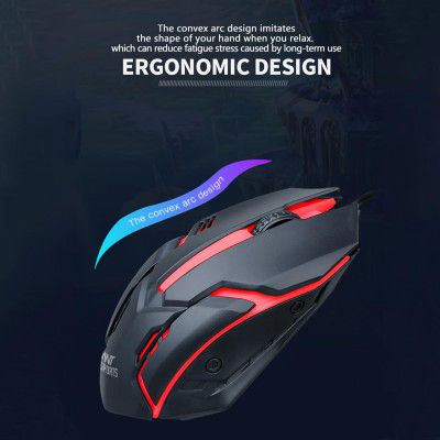 Ant Esports GM45 Gaming Mouse, USB Optical Computer Mice with Rainbow Backlit, 4 Adjustable DPI Up to 3600 -Black