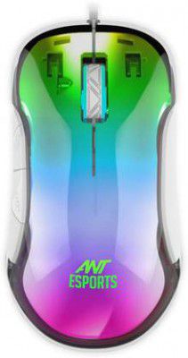 Ant Esports GM610 7D Crystal Full RGB, DPI Up to 12800 Wired Ambidextrous Optical Gaming Mouse  (USB 3.0, White)
