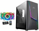 Ant Esports ICE-130AG Mid Tower Computer Case I Gaming Cabinet Supports ATX- Black & Superflow 120 KIT ARGB Case Fan Pack of 3 ARGB Fans with ARGB Control Box and RF Remote...
