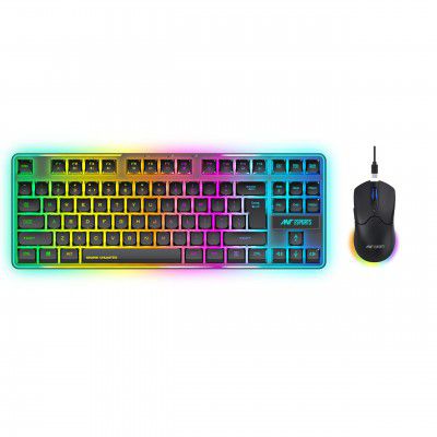 Ant Esports KM730 Pro Gaming Wireless TKL Keyboard Mouse Combo Rechargeable RGB Backlit Tenkeyless Compact 87 Keys 6 Button