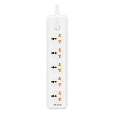 Ant Esports PS500 Power Strips with 5 Universal Socket, 3-meter-long Cord, 2500-Watt – White