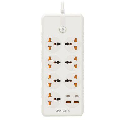 Ant Esports PS722 Power Strips with 7 Universal Socket and 2USB-A & 2Type-C –White