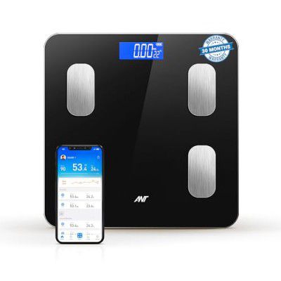 ANT Flora Smart Scale for Body Weight, Digital Bathroom Scale Accurate to 0.1kg Weighing Machine, Bluetooth Electronic Body Composition Monitor, 180Kg – Black